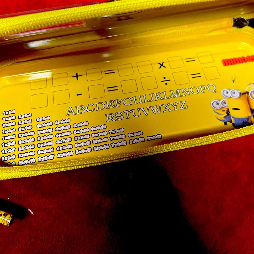 Minions pencil case rubber ruler stationary pencil set